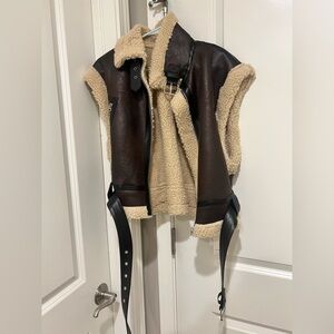 Faux Leather Sherpa Vest